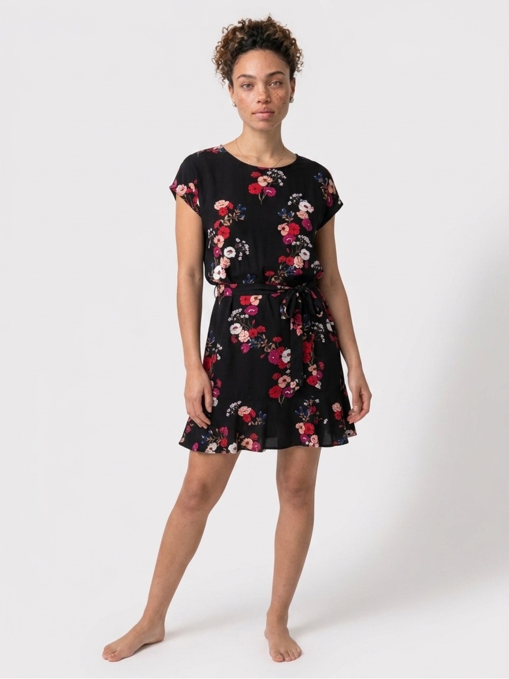 POPSUGAR Floral Print Top - Black and Pink